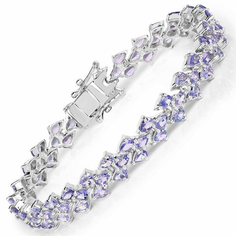 13.72 Carat Genuine Tanzanite .925 Sterling Silver Bracelet - Fashion Apparel 