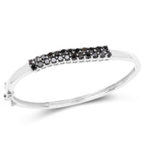 3.53 Carat Genuine Black Diamond .925 Sterling Silver Bangle - Fashion Apparel 