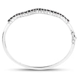2.31 Carat Genuine Black Diamond .925 Sterling Silver Bangle - Fashion Apparel 