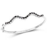 2.31 Carat Genuine Black Diamond .925 Sterling Silver Bangle - Fashion Apparel 