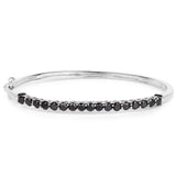 2.98 Carat Genuine Black Diamond .925 Sterling Silver Bangle - Fashion Apparel 