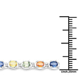 5.40 Carat Genuine Multi Sapphire .925 Sterling Silver Bracelet - Fashion Apparel 