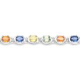 5.40 Carat Genuine Multi Sapphire .925 Sterling Silver Bracelet - Fashion Apparel 
