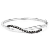 2.22 Carat Genuine Black Diamond .925 Sterling Silver Bangle - Fashion Apparel 