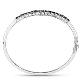 2.22 Carat Genuine Black Diamond .925 Sterling Silver Bangle - Fashion Apparel 