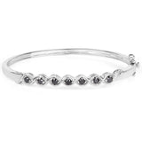 1.03 Carat Genuine Black Diamond .925 Sterling Silver Bangle - Fashion Apparel 