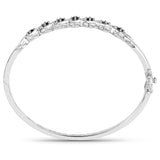 1.03 Carat Genuine Black Diamond .925 Sterling Silver Bangle - Fashion Apparel 