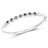 1.03 Carat Genuine Black Diamond .925 Sterling Silver Bangle - Fashion Apparel 