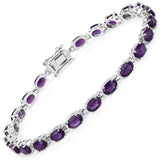9.46 Carat Genuine Amethyst .925 Sterling Silver Bracelet - Fashion Apparel 