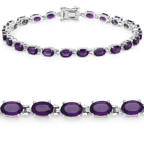 9.46 Carat Genuine Amethyst .925 Sterling Silver Bracelet - Fashion Apparel 