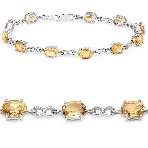8.80 Carat Genuine Citrine .925 Sterling Silver Bracelet - Fashion Apparel 
