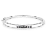 1.03 Carat Genuine Black Diamond .925 Sterling Silver Bangles - Fashion Apparel 