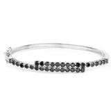 4.00 Carat Genuine Black Diamond .925 Sterling Silver Bangle - Fashion Apparel 