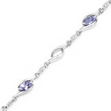1.30 Carat Genuine Tanzanite and White Topaz .925 Sterling Silver Bracelet - Fashion Apparel 