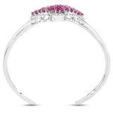7.38 Carat Glass Filled Ruby, Ruby and White Topaz .925 Sterling Silver Bangle - Fashion Apparel 