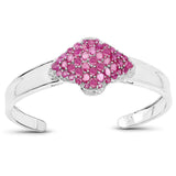 7.38 Carat Glass Filled Ruby, Ruby and White Topaz .925 Sterling Silver Bangle - Fashion Apparel 