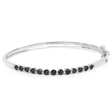 1.96 Carat Genuine Black Diamond .925 Sterling Silver Bangle - Fashion Apparel 