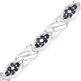 3.53 Carat Genuine Blue Sapphire .925 Sterling Silver Bracelet - Fashion Apparel 