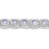 2.40 Carat Genuine Tanzanite .925 Sterling Silver Bracelet - Fashion Apparel 