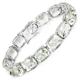 69.00 Carat Genuine Green Amethyst .925 Sterling Silver Bracelet - Fashion Apparel 