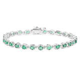 3.90 Carat Genuine Zambian Emerald .925 Sterling Silver Bracelet - Fashion Apparel 