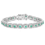 2.40 Carat Genuine Emerald .925 Sterling Silver Bracelet - Fashion Apparel 