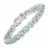 2.40 Carat Genuine Emerald .925 Sterling Silver Bracelet - Fashion Apparel 