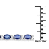 12.36 Carat Genuine Blue Sapphire and White Diamond 14K White Gold Bracelet - Fashion Apparel 