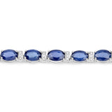 12.36 Carat Genuine Blue Sapphire and White Diamond 14K White Gold Bracelet - Fashion Apparel 