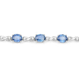 7.81 Carat Genuine Blue Sapphire and White Diamond 14K White Gold Bracelet - Fashion Apparel 