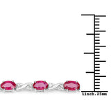 4.46 Carat Genuine Ruby and White Diamond 14K White Gold Bracelet - Fashion Apparel 