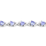 14K White Gold 4.47 Carat Genuine Tanzanite and White Diamond Bracelet - Fashion Apparel 