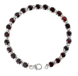 Garnet Tennis Bracelet Set In Rhodium - Fashion Apparel 