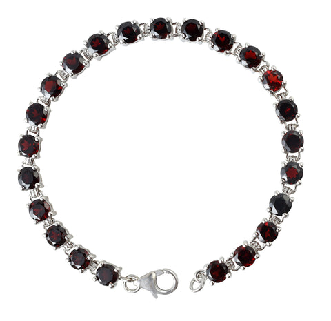 Garnet Tennis Bracelet Set In Rhodium - Fashion Apparel 