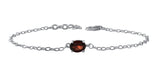 Single Stone Garnet Sterling Silver Chain Bracelet Set In Rhodium - Fashion Apparel 
