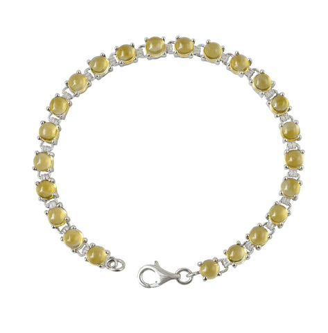 Citrine Gemstone Sterling Silver Tennis Bracelet Set In Rhodium - Fashion Apparel 