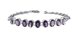 Chic Amethyst Gemstone Chain Bracelet Set In Rhodium - Fashion Apparel 