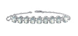 Blue Topaz Gemstone Chain Bracelet Set In Rhodium - Fashion Apparel 