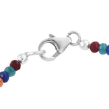 Sterling Silver Rhodium Plated Bracelet With African Amethyst, Citrine, Peridot, Red Garnet, And Skyblue Topaz Gemstones. - Fashion Apparel 