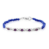 Simple And Striking Sterling Silver Bracelet With Rhodium Plating And Polished African Amethyst. - Fashion Apparel 