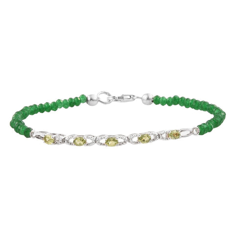 Sparkling Peridot Are Adorned In A Sterling Silver Bracelet With Rhodium Plating. - Fashion Apparel 