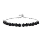 Black Jade Silver Sterling Bracelet Polished With Rhodium. - Fashion Apparel 