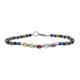 Sky-Blue Topaz Silver Sterling Bracelet With American Amethyst And Citrine Gems Polished With Rhodium. - Fashion Apparel 