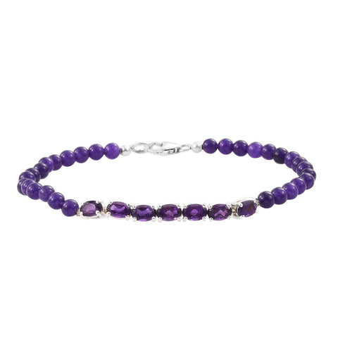 Delicate And Stunning Silver Sterling Bracelet With African Amethyst Gem. - Fashion Apparel 