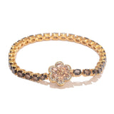 Smoky Quartz Silver Sterling Bracelet Polished With Yellow Gold Rhodium. - Fashion Apparel 