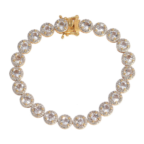 Petalite Bracelet With Natural White Zircon Plated With Yellow Gold Rhodium In Sterling Silver. - Fashion Apparel 