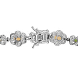 Russian Diaposide Bracelet With Multiple Gems Plated With Rhodium In Sterling Silver. - Fashion Apparel 