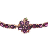 Sterling Silver Bracelet With Rose Gold Rhodium Plated And Russian Diaopside, Citrine, Fire Opal, And Rhodolite Garnet - Fashion Apparel 