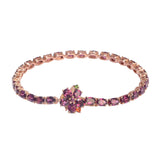 Sterling Silver Bracelet With Rose Gold Rhodium Plated And Russian Diaopside, Citrine, Fire Opal, And Rhodolite Garnet - Fashion Apparel 