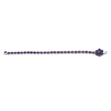 Rhodium Plated Sterling Silver Bracelet With Polished African Amethyst And  Blue Diamond - Fashion Apparel 